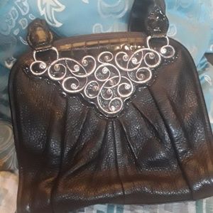 "Brighton"  blk Leather Hand Bag